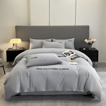 91家纺网 家纺一手货源 找家纺 （总）经年 2025新款高克重亲肤棉刺绣四件套-励志