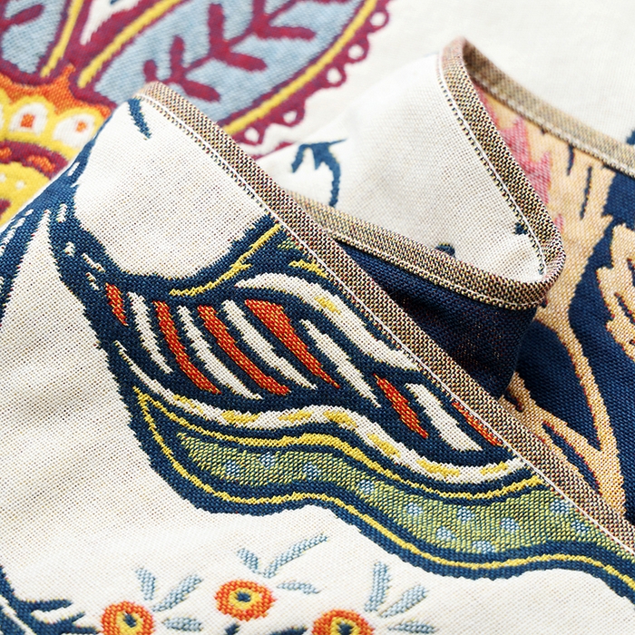 91家纺网 家纺一手货源 找家纺 朴尔2025年新品国潮风加大加厚全棉六层纱布浴巾四件套 花田印象-流苏浴巾