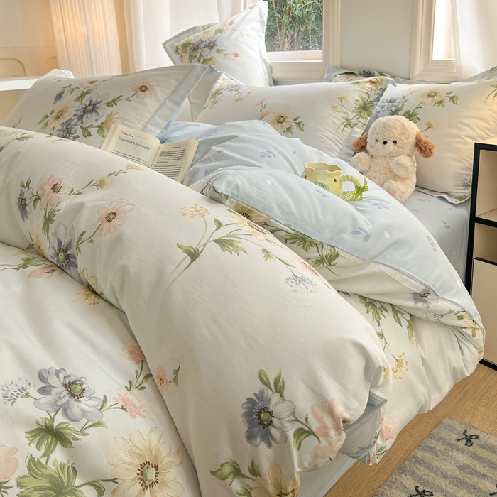 91家纺网 家纺一手货源 找家纺 涵宸家纺 2025新款全棉印花四件套 B花期-浅