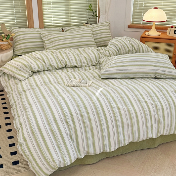 91家纺网 家纺一手货源 找家纺 澳萝拉 2025新款全棉水洗棉印花款四件套-风格二 左岸-绿