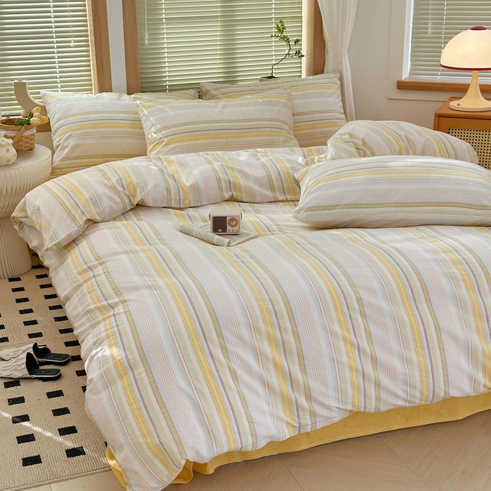 91家纺网 家纺一手货源 找家纺 澳萝拉 2025新款全棉水洗棉印花款四件套-风格二 西蒙-黄