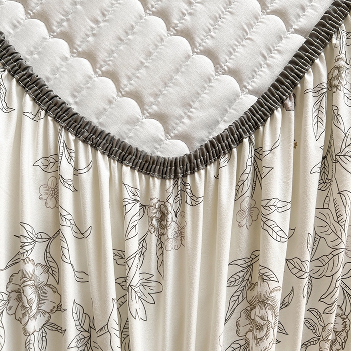 91家纺网 家纺一手货源 找家纺 眠势力 2025新款赫本风花边床笠四季通用加厚夹棉席梦思保护套 曼妙花恋