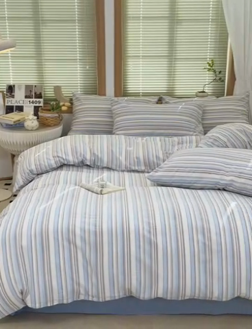 91家纺网 家纺一手货源 找家纺 澳萝拉 2025新款全棉水洗棉印花款四件套-风格二 左岸-蓝