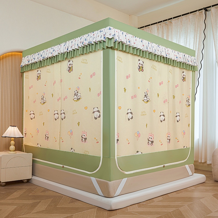 91家纺网 家纺一手货源 找家纺 迪凡保罗蚊帐 2025新款2503专版印花遮光帘防摔坐床蚊帐实拍图 贪吃熊猫