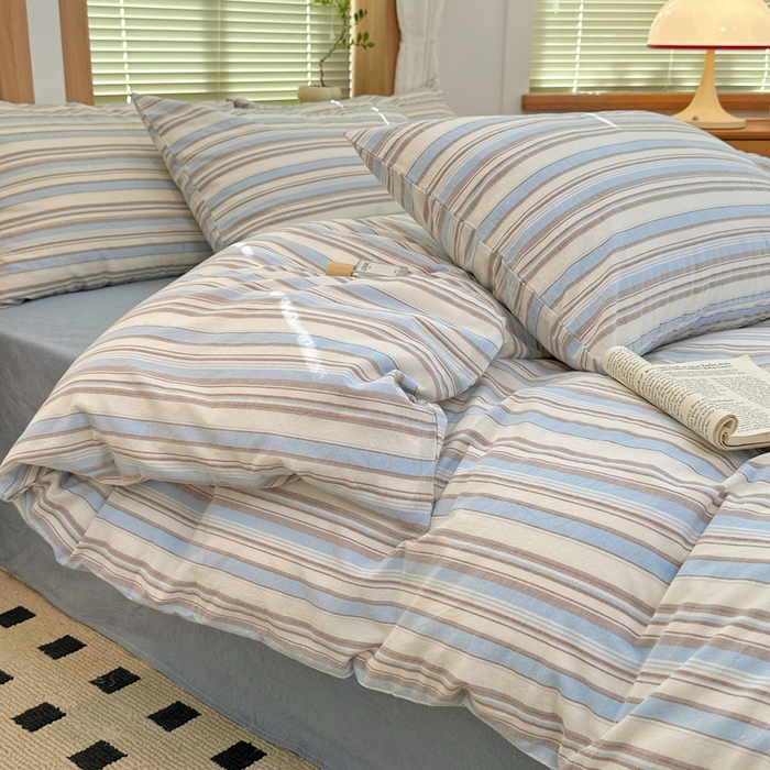 91家纺网 家纺一手货源 找家纺 澳萝拉 2025新款全棉水洗棉印花款四件套-风格二 左岸-蓝