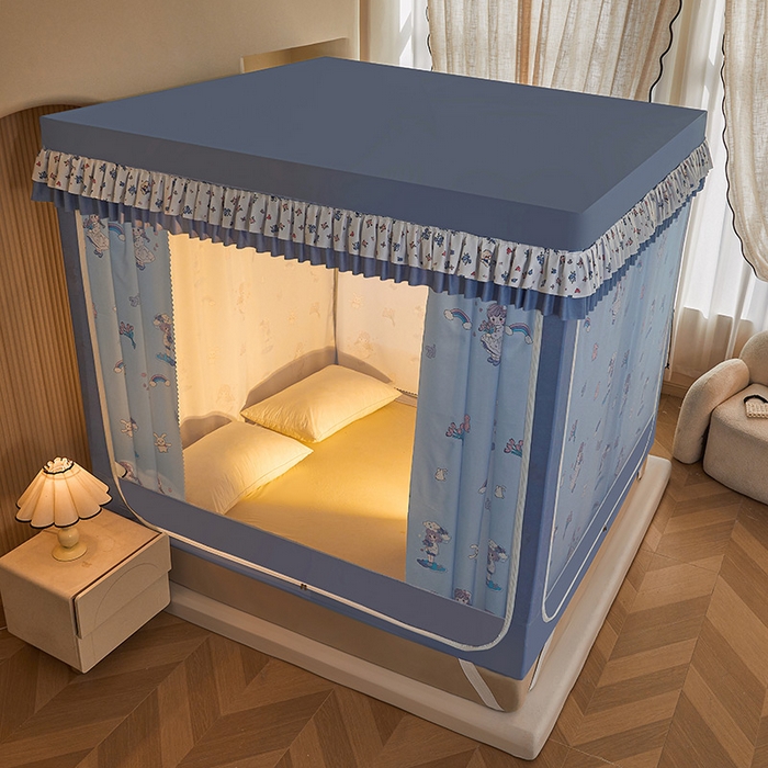 91家纺网 家纺一手货源 找家纺 迪凡保罗蚊帐 2025新款2503专版印花遮光帘防摔坐床蚊帐实拍图 梦幻少女