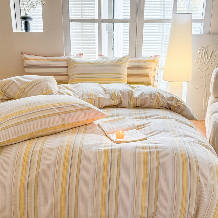 91家纺网 家纺一手货源 找家纺 澳萝拉 2025新款全棉水洗棉印花款四件套-风格一 西蒙-黄