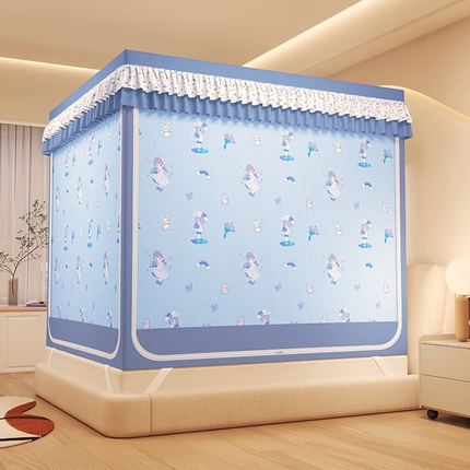 91家纺网 家纺一手货源 找家纺 迪凡保罗蚊帐 2025新款2503专版印花遮光帘防摔坐床蚊帐建模图 梦幻少女