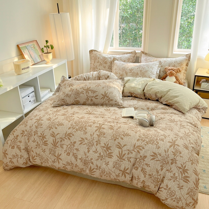 91家纺网 家纺一手货源 找家纺 涵宸家纺 2025新款全棉印花四件套 F花影