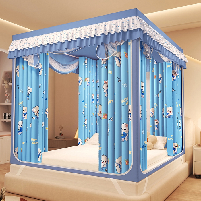 91家纺网 家纺一手货源 找家纺 迪凡保罗蚊帐 2025新款2503专版印花遮光帘防摔坐床蚊帐建模图 可爱狗狗