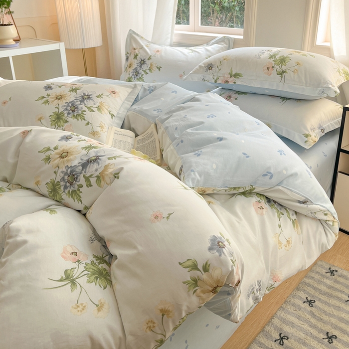 91家纺网 家纺一手货源 找家纺 涵宸家纺 2025新款全棉印花四件套 B花期-浅