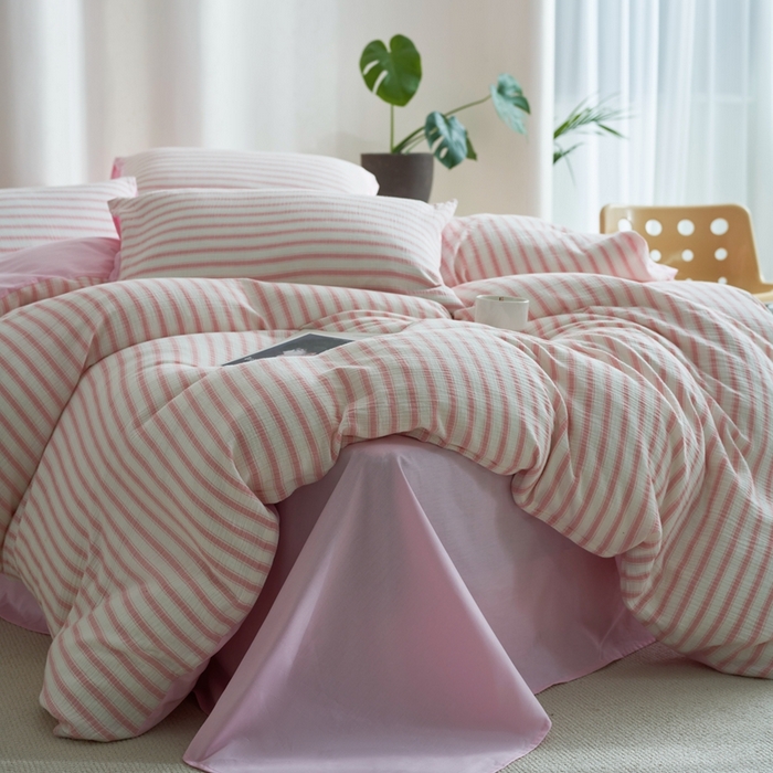 91家纺网 家纺一手货源 找家纺 （总）金丝鸟家纺 2025新款全棉皱皱纱系列四件套