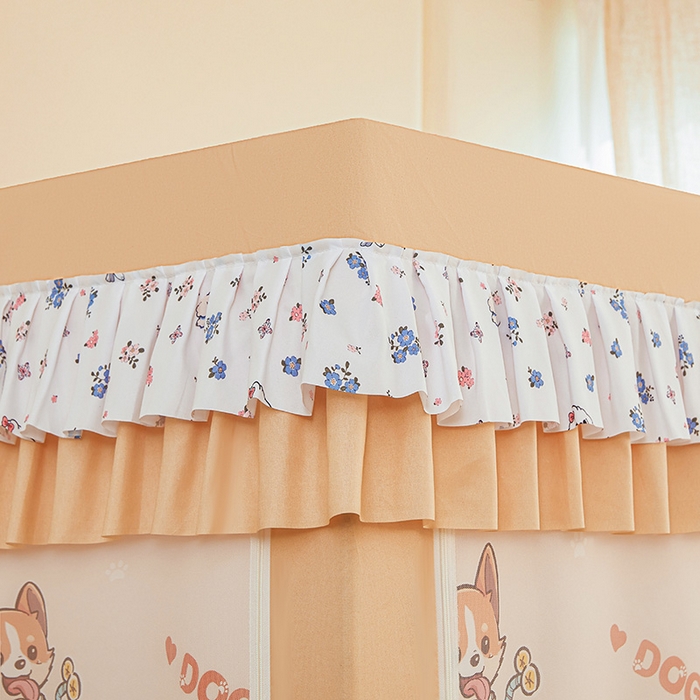 91家纺网 家纺一手货源 找家纺 迪凡保罗蚊帐 2025新款2503专版印花遮光帘防摔坐床蚊帐实拍图 调皮狗