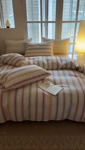 91家纺网 家纺一手货源 找家纺 澳萝拉 2025新款全棉水洗棉印花款四件套-风格一 里威-深咖