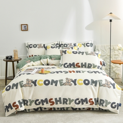 91家纺网 家纺一手货源 找家纺 （总）磨毛世家家纺2025新款13376全棉铂金凯丽四件套四季款纯棉套件