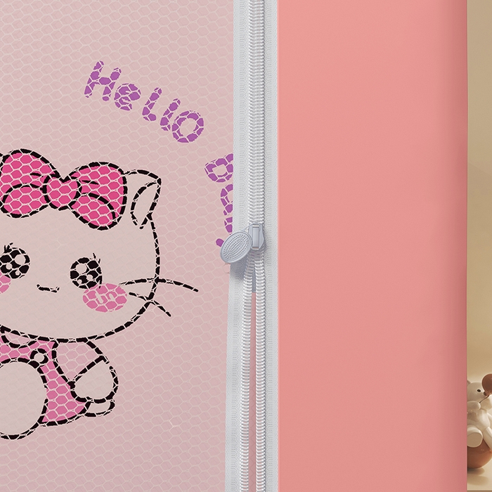 91家纺网 家纺一手货源 找家纺 迪凡保罗蚊帐 2025新款2503专版印花遮光帘防摔坐床蚊帐建模图 俏皮猫