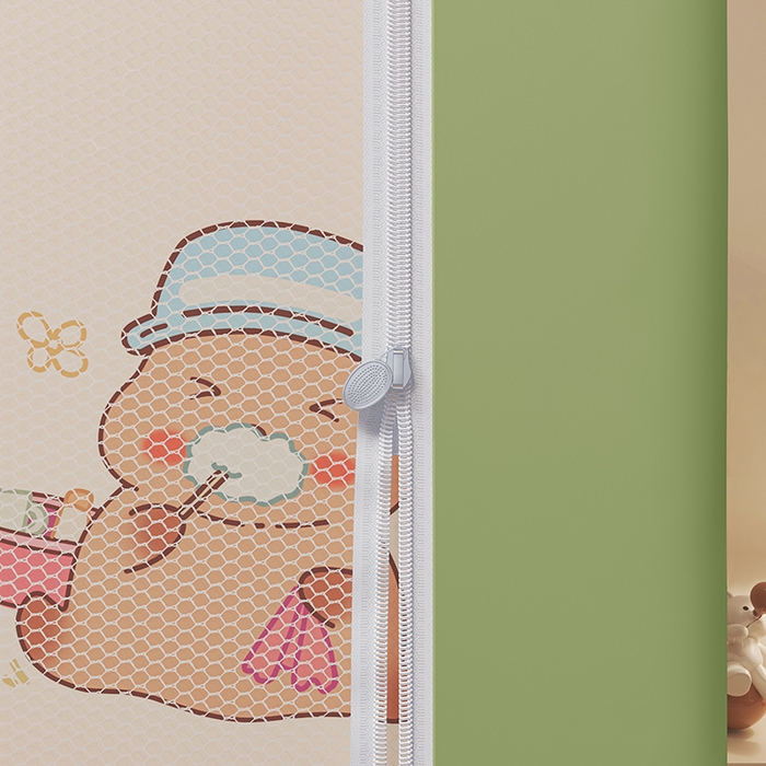 91家纺网 家纺一手货源 找家纺 迪凡保罗蚊帐 2025新款2503专版印花遮光帘防摔坐床蚊帐建模图 呆萌豚豚