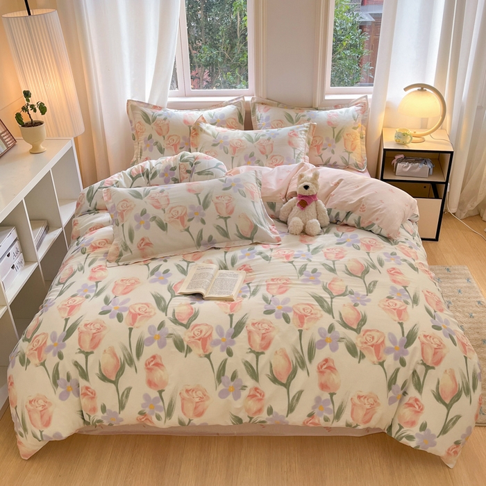 91家纺网 家纺一手货源 找家纺 涵宸家纺 2025新款全棉印花四件套 B花丛中