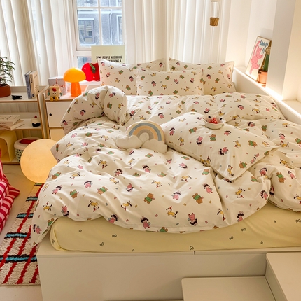 澳萝拉 2025新款小碎花清新春夏全棉花边双层纱韩系三件套四件套 童梦园