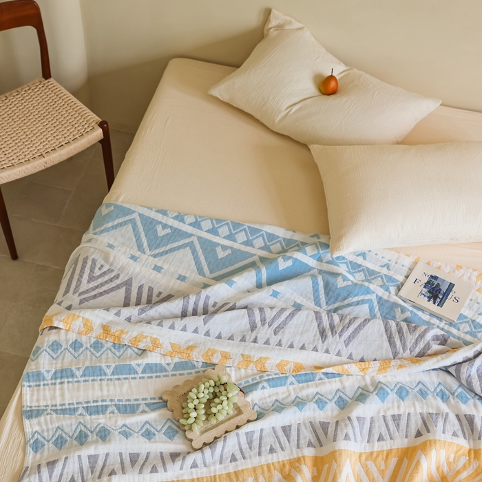 91家纺网 家纺一手货源 找家纺 朴尔2025年新品格调简约风全棉三层纱布毛巾被 尤克里