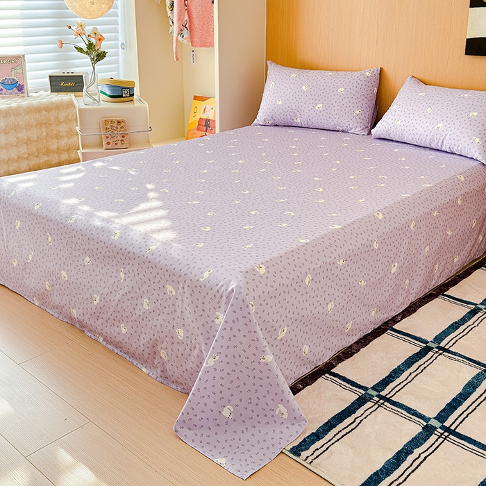 91家纺网 家纺一手货源 找家纺 感遇全棉软萌清新四件套 紫花猫