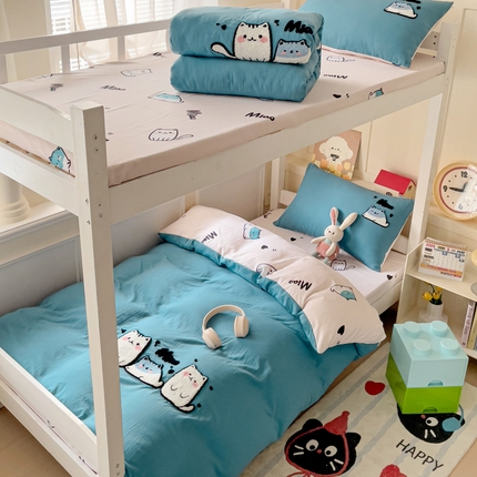 91家纺网 家纺一手货源 找家纺 （总）凯洛奇 2025新款1卡通水洗棉印+绣毛巾绣四件套（学生床）【提供买家秀】