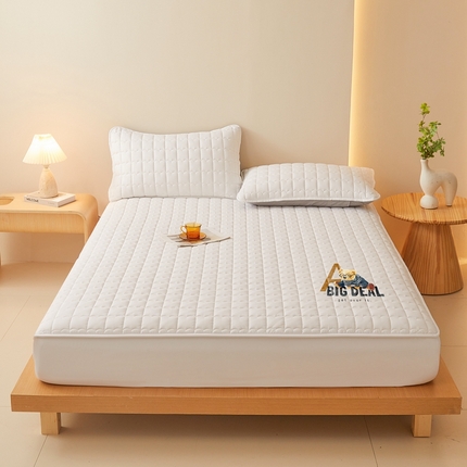 91家纺网 家纺一手货源 找家纺 老帅的工厂店 2025新款A类小熊夹棉防水床笠（有买家秀） 小熊款-珍珠白