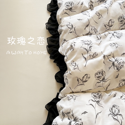 91家纺网 家纺一手货源 找家纺 （总）眠势力 2025新款赫本风被套韩版荷叶花边被罩四季款