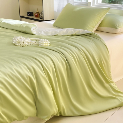（总）悦织湾家纺 2025新款水洗冰丝双面纯色轻奢四件套学生宿舍三件套