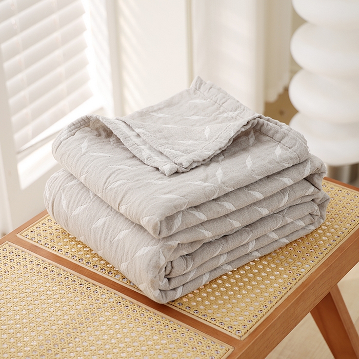 91家纺网 家纺一手货源 找家纺 朴尔2025年新品伯尔尼风格全棉加厚三层纱布毛巾被 竹满庭院-咖