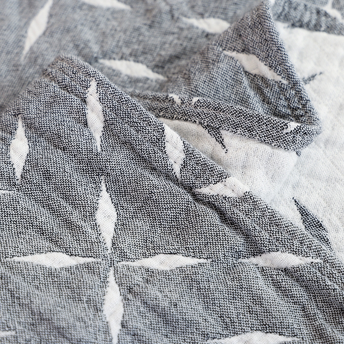 91家纺网 家纺一手货源 找家纺 朴尔2025年新品伯尔尼风格全棉加厚三层纱布毛巾被 竹满庭院-灰
