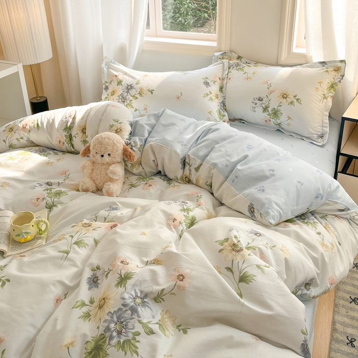 91家纺网 家纺一手货源 找家纺 涵宸家纺 2025新款全棉印花四件套 B花期-浅