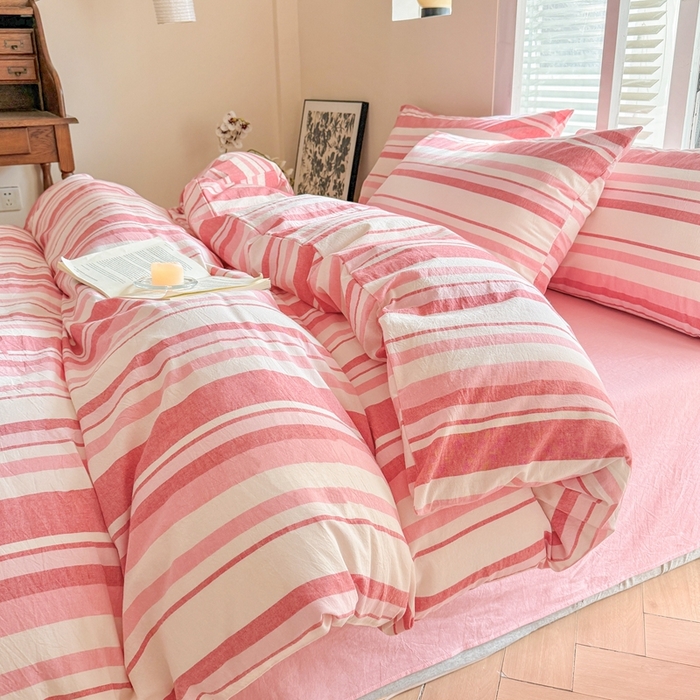 91家纺网 家纺一手货源 找家纺 澳萝拉 2025新款全棉水洗棉印花款四件套-风格一 拉斐尔-粉