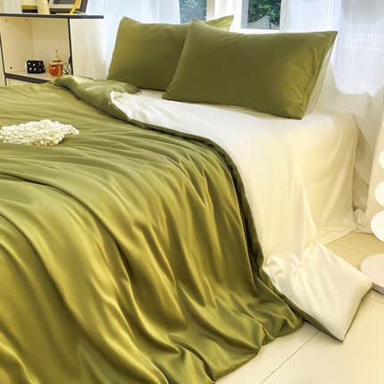 91家纺网 家纺一手货源 找家纺 （总）悦织湾家纺 2025新款水洗冰丝双面纯色轻奢四件套学生宿舍三件套