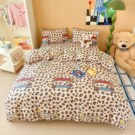 感遇全棉软萌清新四件套 豹纹狗