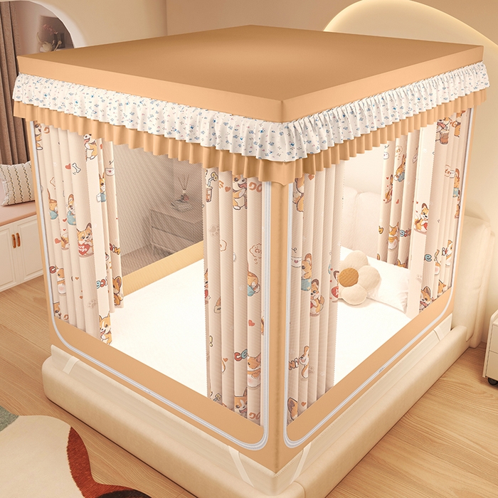 91家纺网 家纺一手货源 找家纺 迪凡保罗蚊帐 2025新款2503专版印花遮光帘防摔坐床蚊帐建模图 调皮狗