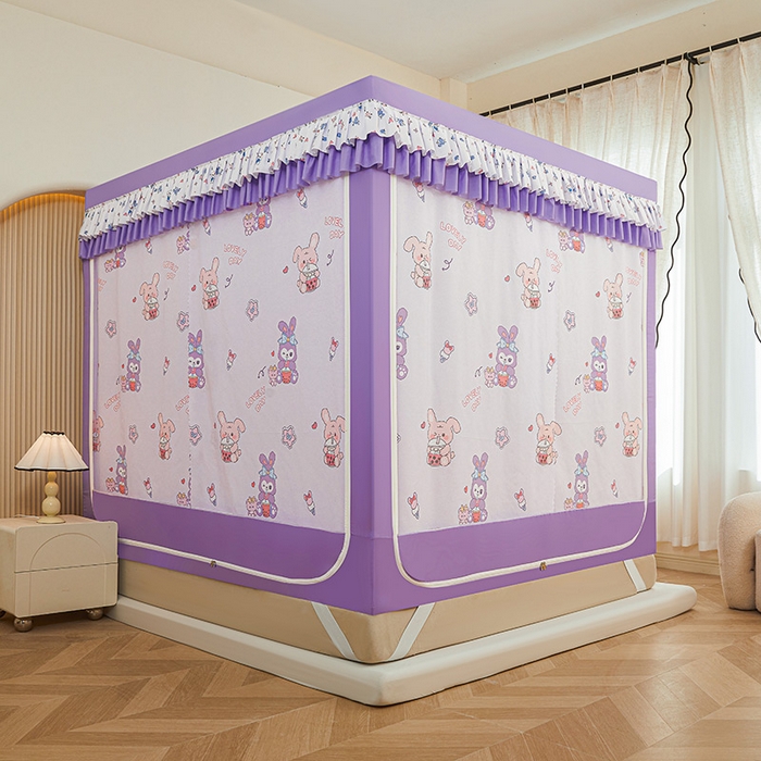 91家纺网 家纺一手货源 找家纺 迪凡保罗蚊帐 2025新款2503专版印花遮光帘防摔坐床蚊帐实拍图 奶萌兔兔