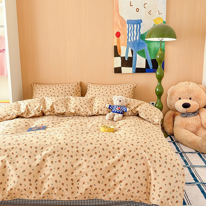 91家纺网 家纺一手货源 找家纺 感遇全棉软萌清新四件套 小蘑菇