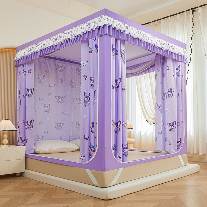 91家纺网 家纺一手货源 找家纺 迪凡保罗蚊帐 2025新款2503专版印花遮光帘防摔坐床蚊帐实拍图 紫色甜心