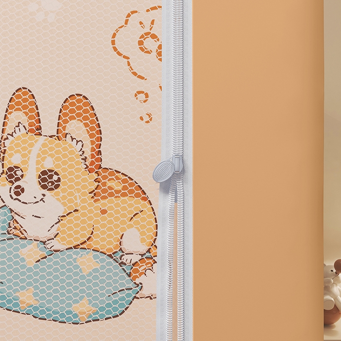 91家纺网 家纺一手货源 找家纺 迪凡保罗蚊帐 2025新款2503专版印花遮光帘防摔坐床蚊帐建模图 调皮狗