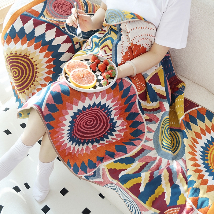 91家纺网 家纺一手货源 找家纺 （总）朴尔2025年新品国潮风加大加厚全棉六层纱布浴巾四件套