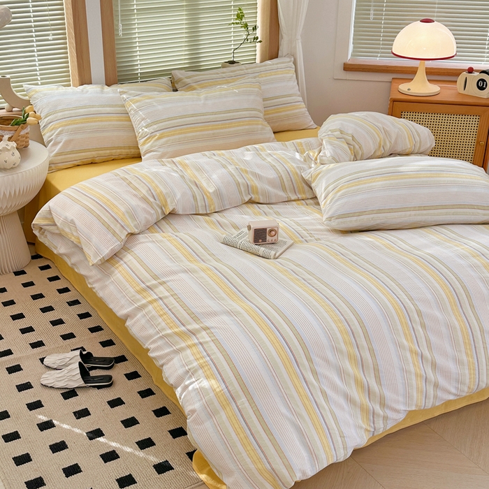 91家纺网 家纺一手货源 找家纺 澳萝拉 2025新款全棉水洗棉印花款四件套-风格二 西蒙-黄