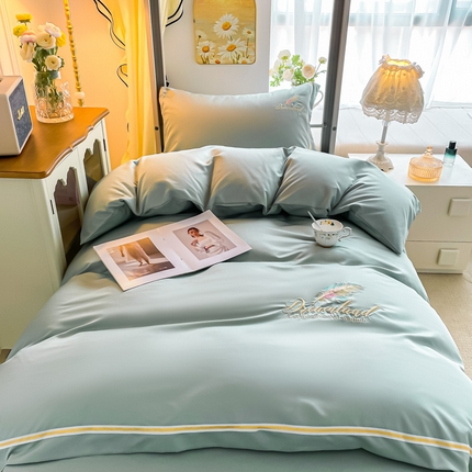 91家纺网 家纺一手货源 找家纺 （总）悦织湾家纺 2025新款水洗冰丝羽毛学生宿舍三件套轻奢时尚床上用品四件套