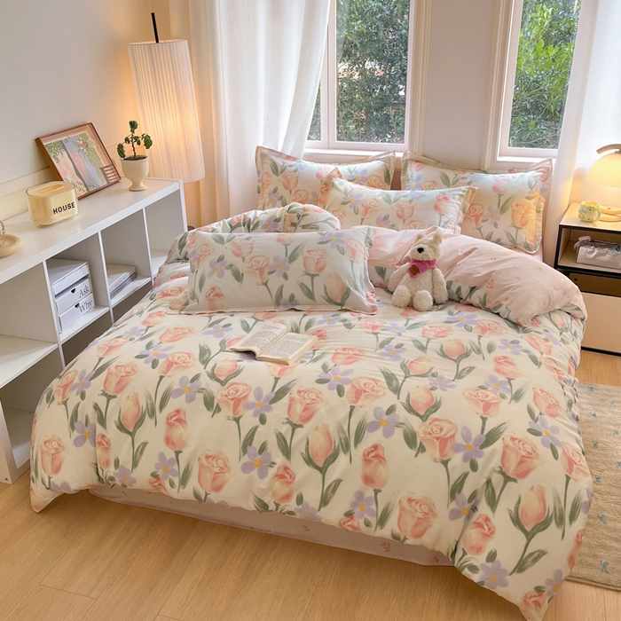 91家纺网 家纺一手货源 找家纺 涵宸家纺 2025新款全棉印花四件套 B花丛中