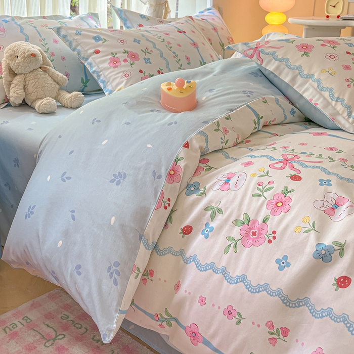 91家纺网 家纺一手货源 找家纺 涵宸家纺 2025新款全棉印花四件套 B蓝魅