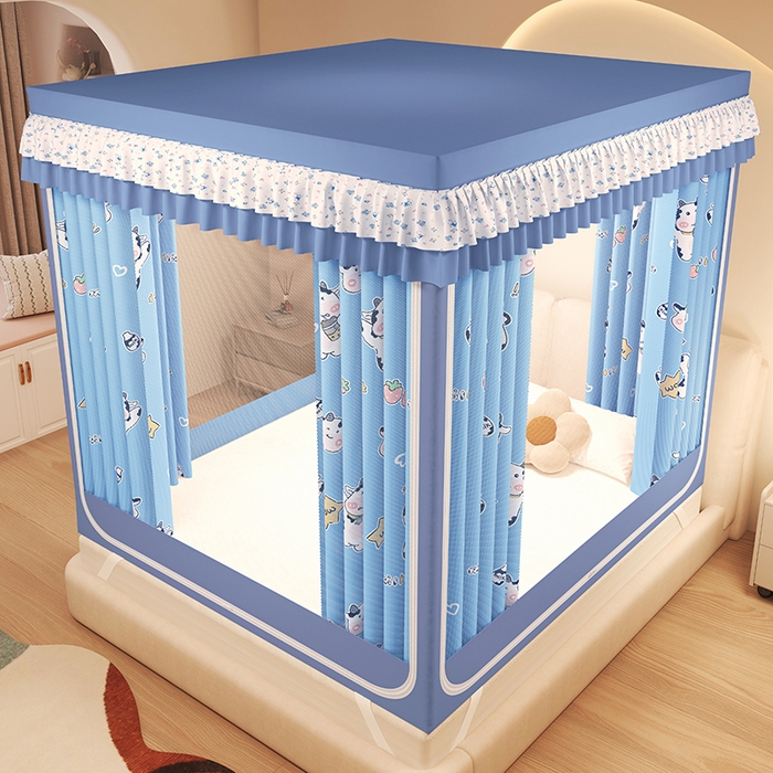 91家纺网 家纺一手货源 找家纺 迪凡保罗蚊帐 2025新款2503专版印花遮光帘防摔坐床蚊帐建模图 快乐牛牛