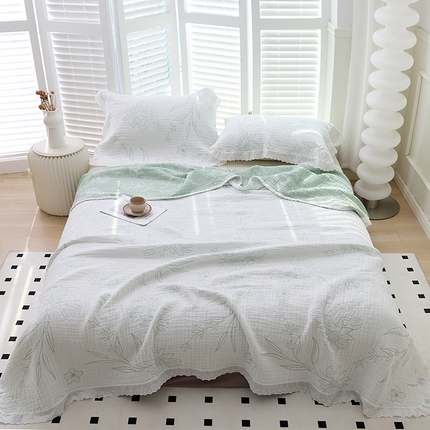 91家纺网 家纺一手货源 找家纺 （总）朴尔2025年新款韩式花边纯棉竹纤维加大成人纱布毛巾被