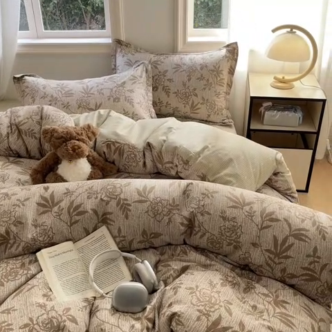 91家纺网 家纺一手货源 找家纺 涵宸家纺 2025新款全棉印花四件套 F花影