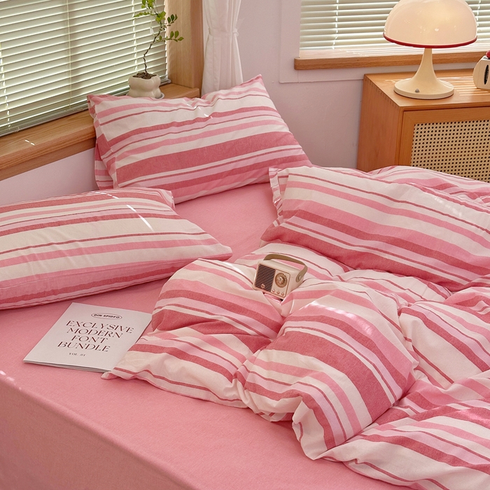 91家纺网 家纺一手货源 找家纺 澳萝拉 2025新款全棉水洗棉印花款四件套-风格二 拉斐尔-粉