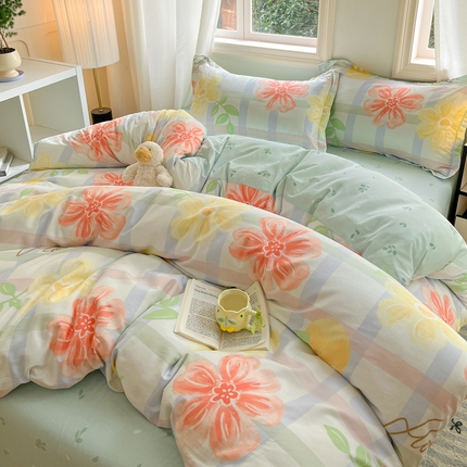 涵宸家纺 2025新款全棉印花四件套 B花溪